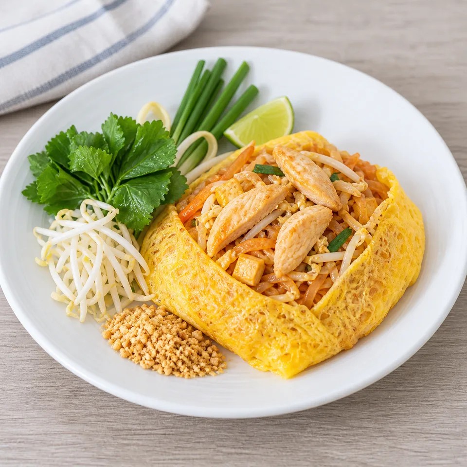 ผัดไทยไก่ห่อไข่