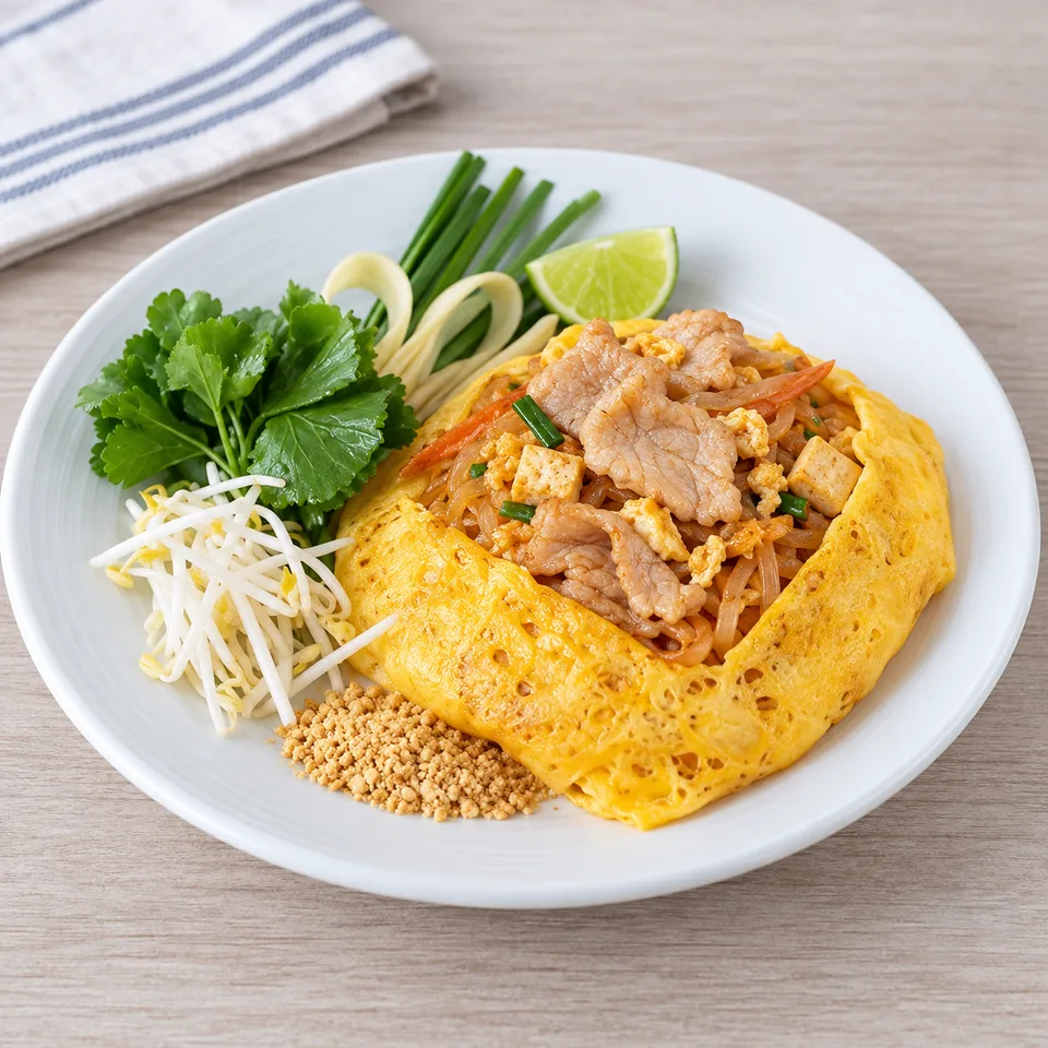 ผัดไทยหมูห่อไข่