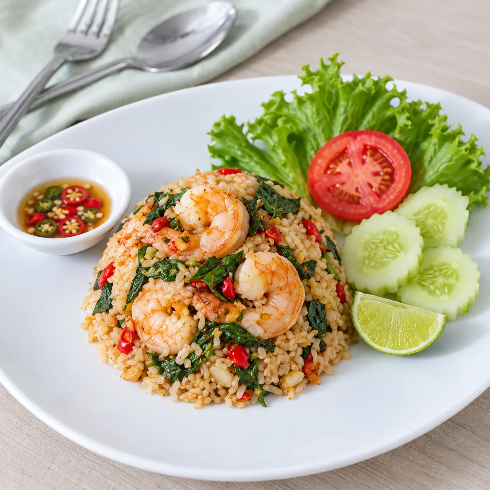 ข้าวผัดกะเพรากุ้ง