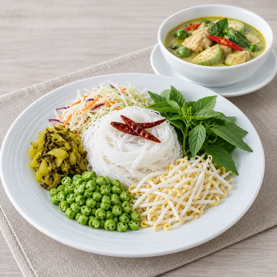 ขนมจีนแกงเขียนหวานไก่