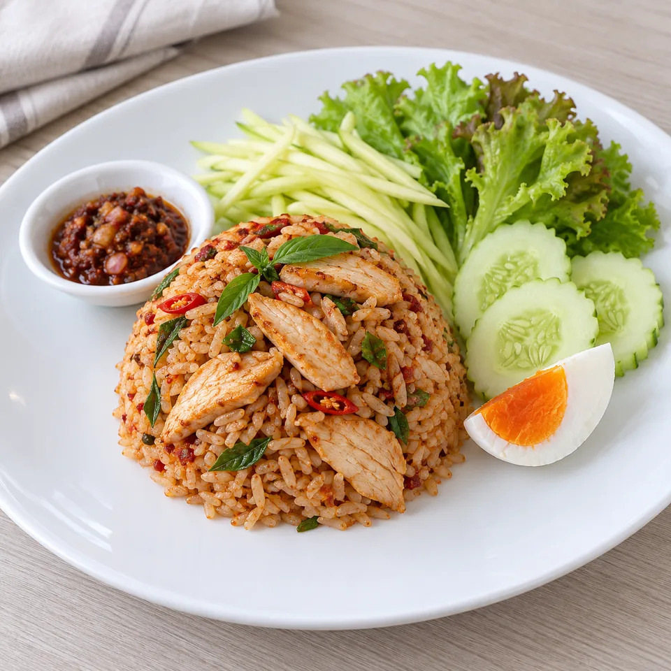 ข้าวผัดน้ำพริกลงเรือไก่