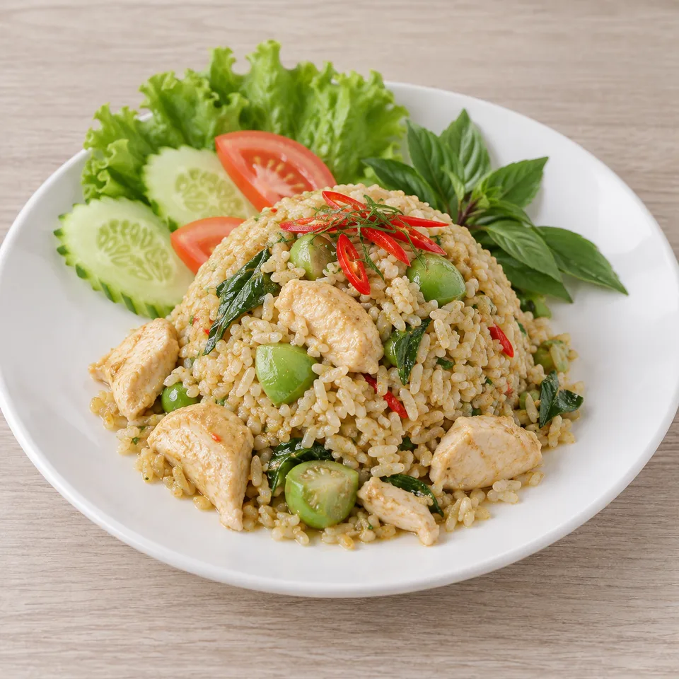 ข้าวผัดแกงเขียวหวานไก่