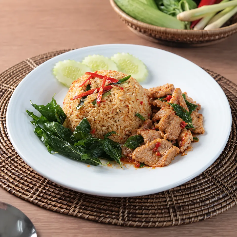 ข้าวผัดโป๊ะแตกหมู